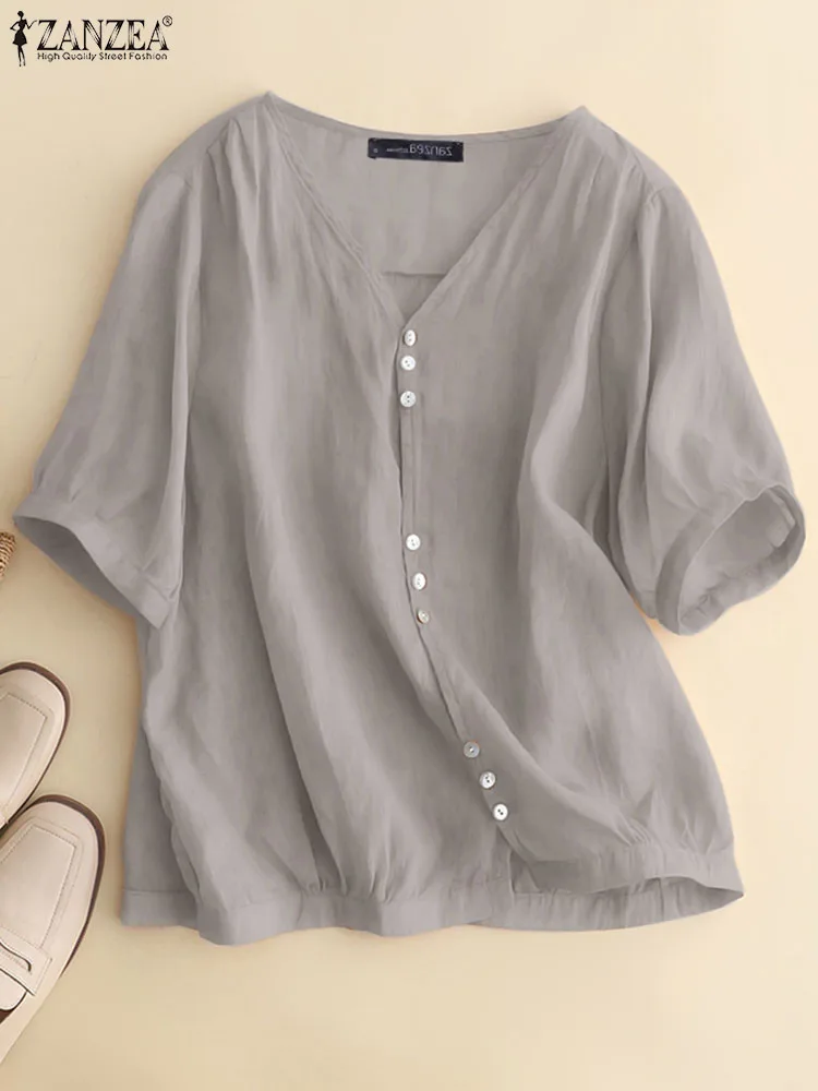 ZANZEA Summer Fashion Half Sleeve Shirt Elegant OL Office Chemise Female V-Neck Blouse Woman Casual Cotton Tunic Tops Oversized
ZANZEA Summer Fashion Half Sleeve Shirt Elegant OL Office Chemise Female V-Neck Blouse Woman Casual Cotton Tunic Tops Oversized