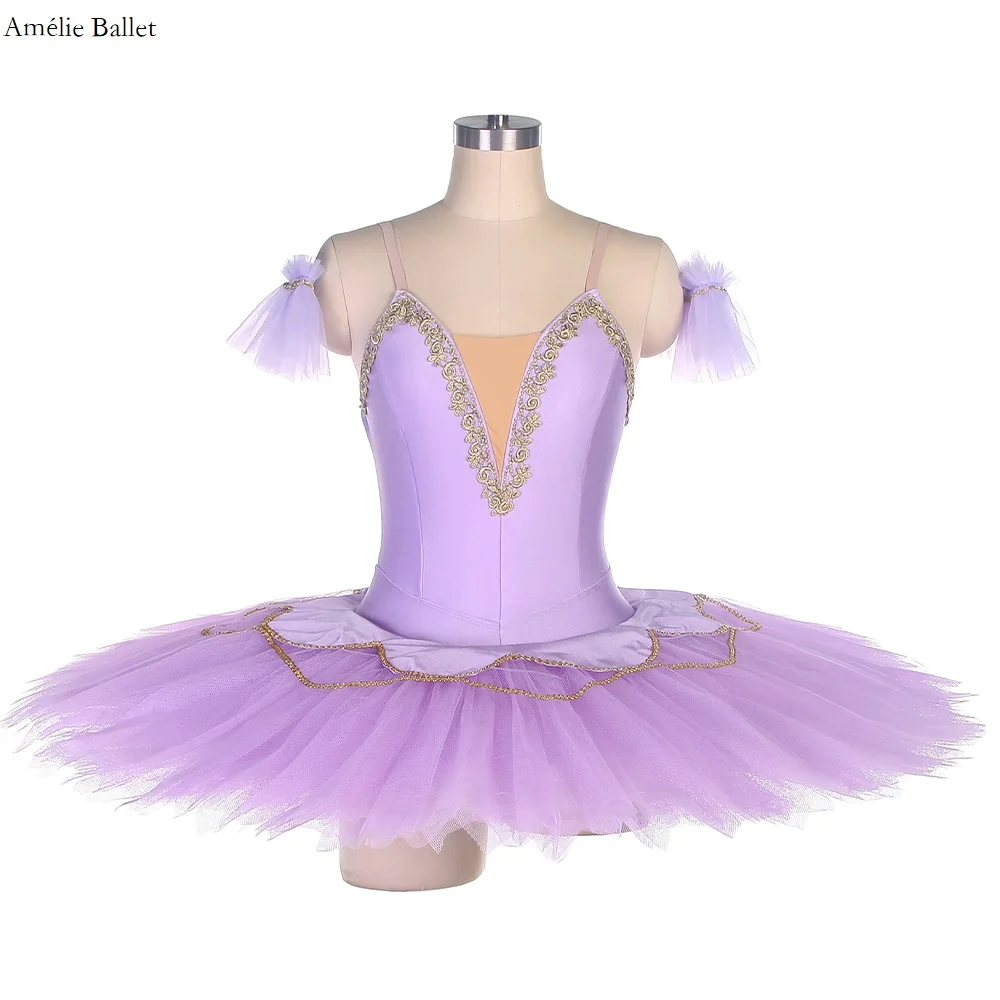 

BLL492 Lilac Spandex Bodice Pre-Professional Ballet Tutu Girls & Women Performance or Competition Costumes Pancake Tutu