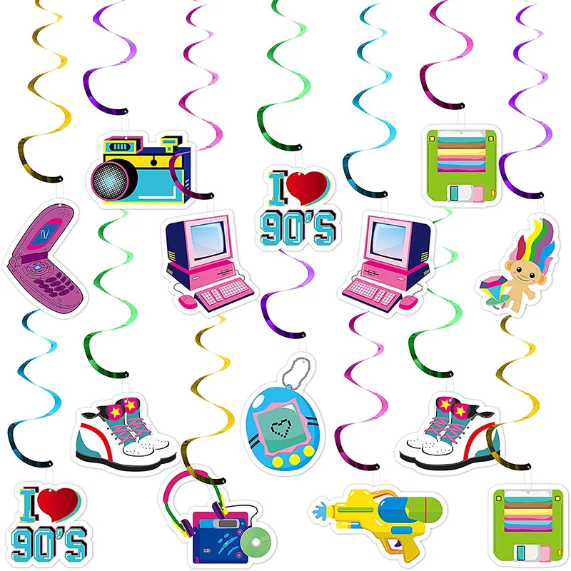 30pcs I Love 90S Hanging Swirls Set 1990s Retro Themed Disco Rock Party Vintage Birthday Parties Favor Decoration Supplies
30pcs I Love 90S Hanging Swirls Set 1990s Retro Themed Disco Rock Party Vintage Birthday Parties Favor Decoration Supplies