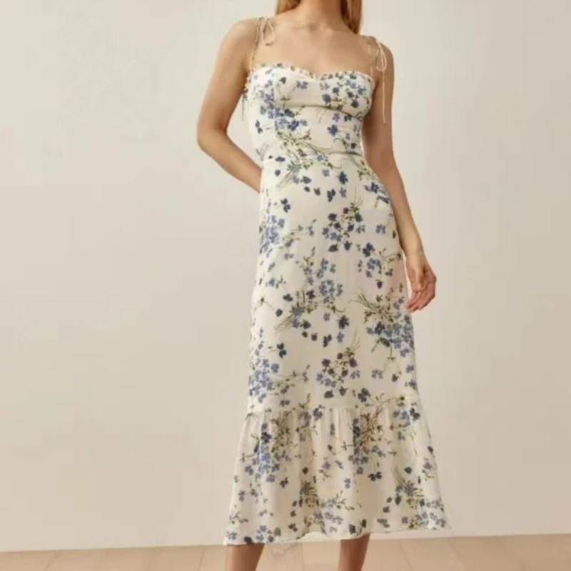 2023 Summer High Quality Fashion Prairie Chic Print A-Line Sweetheart Neck Folds Camisole Women Mid-Calf Dress
2023 Summer High Quality Fashion Prairie Chic Print A-Line Sweetheart Neck Folds Camisole Women Mid-Calf Dress