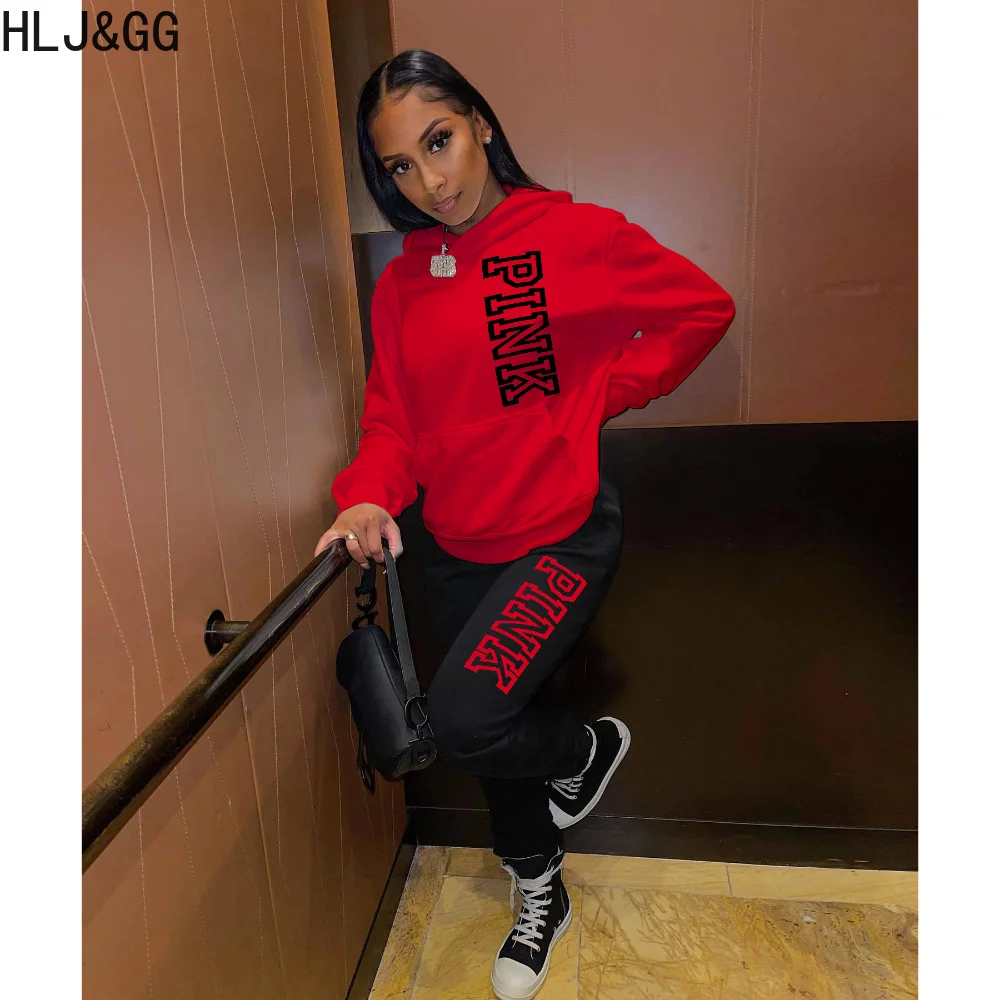 HLJ&GG Casual PINK Letter Print Two Piece Sets Women Outfits Winter Long Sleeve Hooded Top + Jogger Pants Tracksuit Outfits 2023
HLJ&GG Casual PINK Letter Print Two Piece Sets Women Outfits Winter Long Sleeve Hooded Top + Jogger Pants Tracksuit Outfits 2023