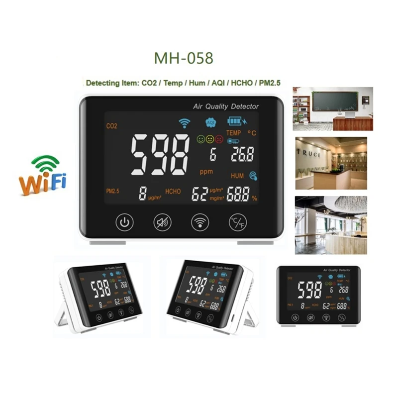 1Set Portable White & Black Indoor Air Quality Monitor CO2 /Temperature/ Humidity / AQI /HCHO / PM2.5 For Home
1Set Portable White & Black Indoor Air Quality Monitor CO2 /Temperature/ Humidity / AQI /HCHO / PM2.5 For Home