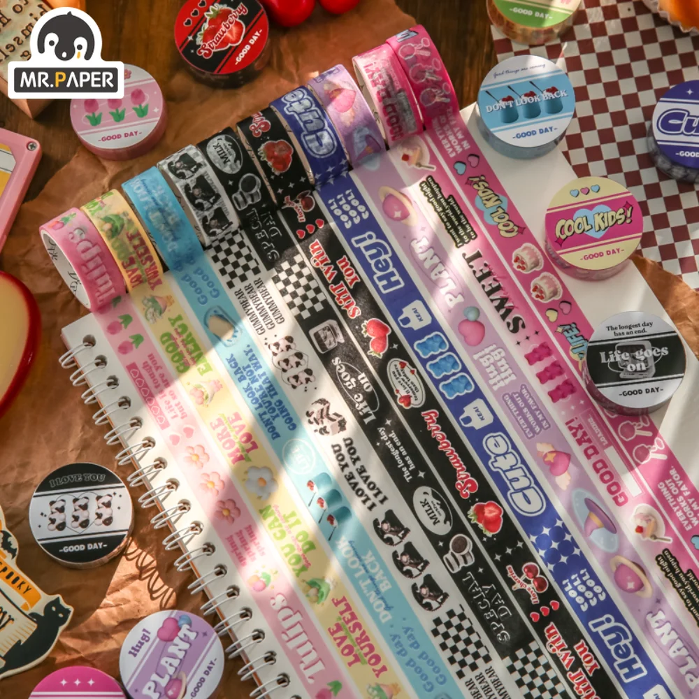

Mr. Paper 10 Style 200cm/roll Small Fresh High Beauty Washi Tape Candy Cream Hand Account Material Decorative Stationery Tape