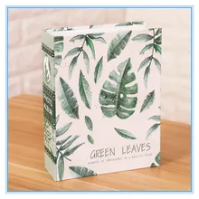 Art Photo Album Slip in Case with 100 Pockets 6 X 4 Inch - Family Friends Memories Picture Photograph Albums Book - Green Leaves