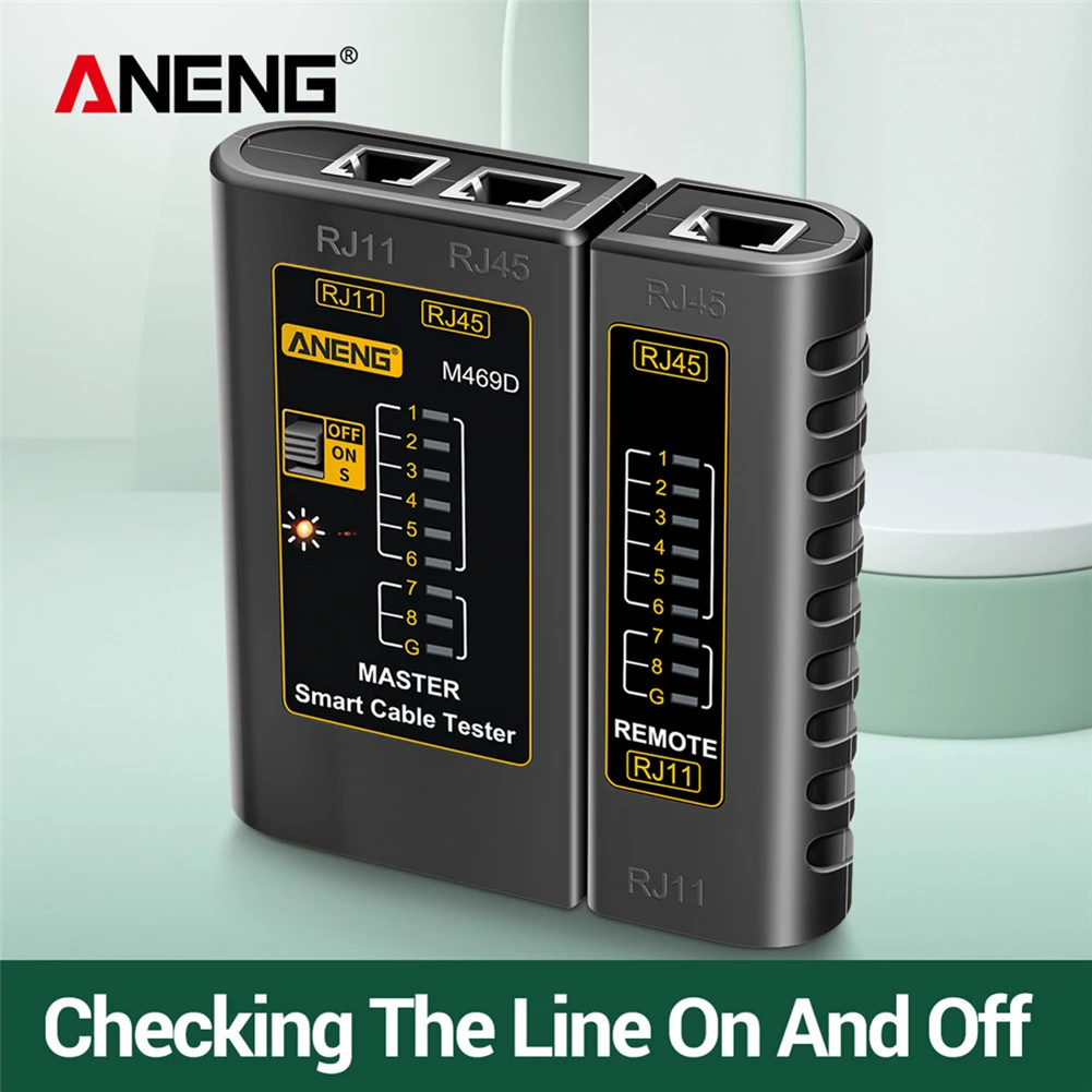 ANENG M469D RJ45 RJ11 Network Cable Tester LAN Cable Networking Wire Telephone Line Detector Tracker Test Tool Network Repair
ANENG M469D RJ45 RJ11 Network Cable Tester LAN Cable Networking Wire Telephone Line Detector Tracker Test Tool Network Repair