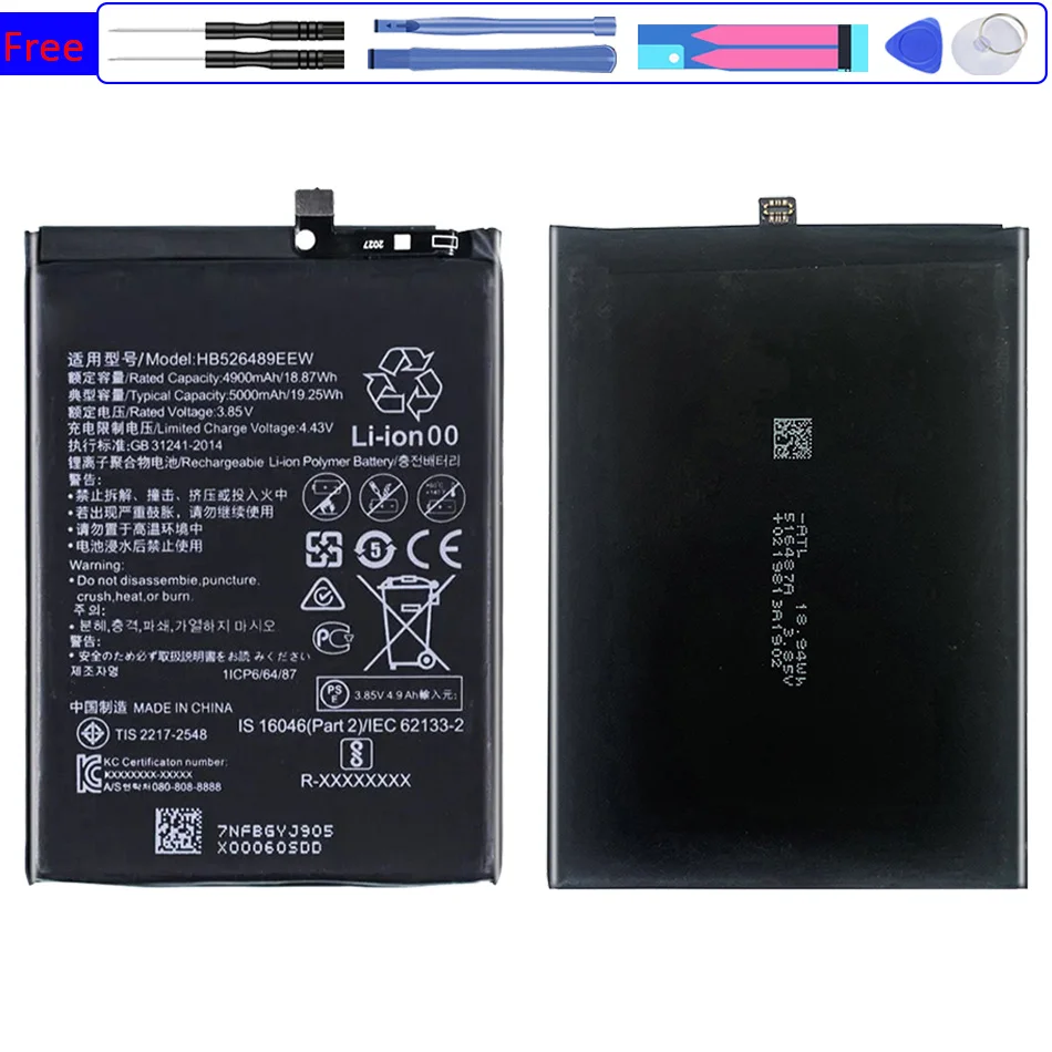 Mobile Phone Battery HB526489EEW 5000mAh for Huawei Honor 9A Changwan 9A Enjoy 10e Bateira
Mobile Phone Battery HB526489EEW 5000mAh for Huawei Honor 9A Changwan 9A Enjoy 10e Bateira