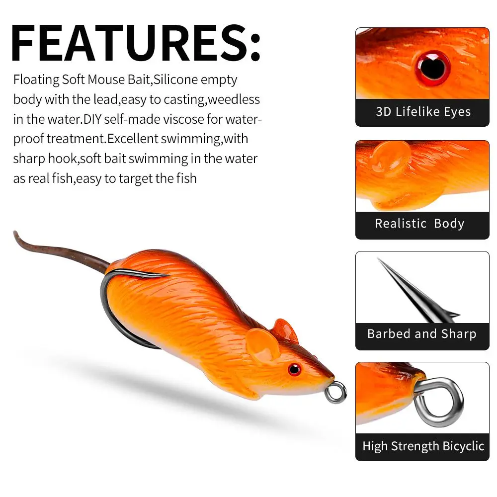 Artificial Minnow with Hook Fishing Tackle Soft Bait Fishing Lure Mouse Lure Swimbait Rat
Artificial Minnow with Hook Fishing Tackle Soft Bait Fishing Lure Mouse Lure Swimbait Rat
