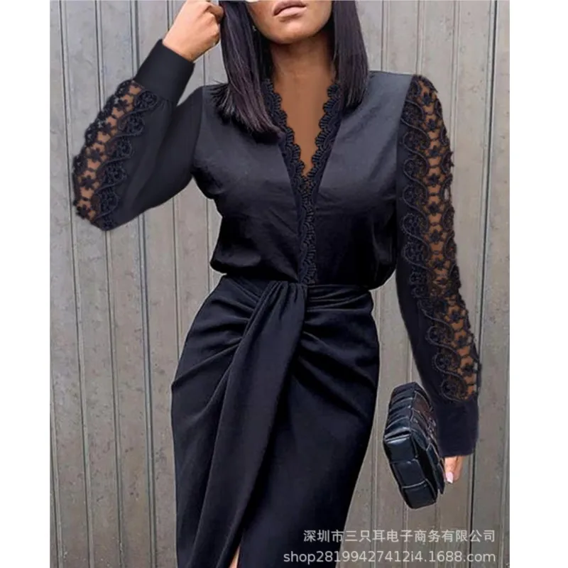 Office Lady Fashion Sexy Elegant Solid Color Long Sleeve Lace Hollow Out Beautiful Vesidos Female Stylish Autumn Dresses
Office Lady Fashion Sexy Elegant Solid Color Long Sleeve Lace Hollow Out Beautiful Vesidos Female Stylish Autumn Dresses