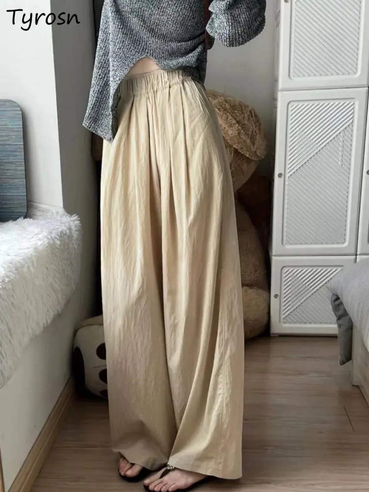 Брюки женские летние свободные, модные простые однотонные складки, универсальные Прямые повседневные винтажные в Корейском стиле с высокой талией для отдыха
Брюки женские летние свободные, модные простые однотонные складки, универсальные Прямые повседневные винтажные в Корейском стиле с высокой талией для отдыха