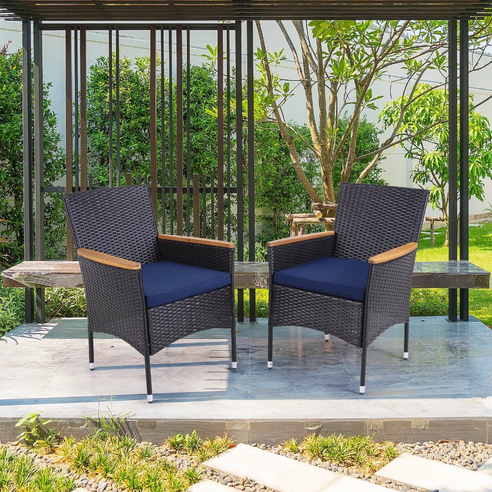 MF Studio 2 Pieces Outdoor Rattan Dining Chairs, All Weather PE Rattan Wicker Chairs with Cushion and Wooden Armrest
MF Studio 2 Pieces Outdoor Rattan Dining Chairs, All Weather PE Rattan Wicker Chairs with Cushion and Wooden Armrest