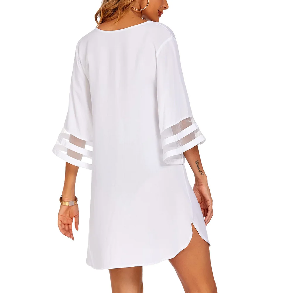 Woman Blouse Cardigan Blouse Solid Color Spring Summer Sunscreen Suit V Neck Women's Womens Tops 7/4 Flared Sleeve
Woman Blouse Cardigan Blouse Solid Color Spring Summer Sunscreen Suit V Neck Women's Womens Tops 7/4 Flared Sleeve