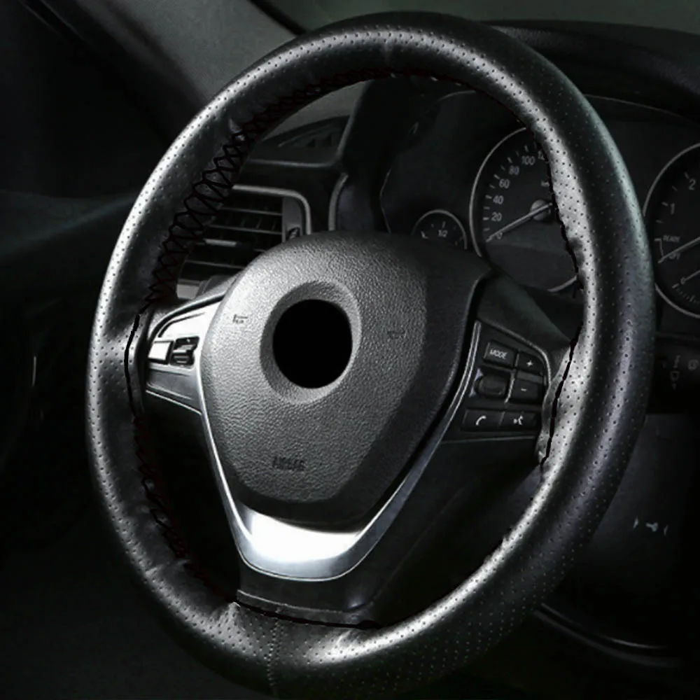 38cm Genuine Leather Auto Car Steering Wheel Cover Soft Anti-slip Car Steering Cover Black Braid With Needles and Thread
38cm Genuine Leather Auto Car Steering Wheel Cover Soft Anti-slip Car Steering Cover Black Braid With Needles and Thread