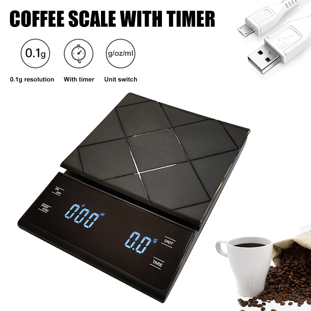 Coffee Scale with Timer 0.3-3000g Drip Coffee Pour Over Precise Digital Kitchen Scale Tare g/oz/ml Unit Backlight LED Display
Coffee Scale with Timer 0.3-3000g Drip Coffee Pour Over Precise Digital Kitchen Scale Tare g/oz/ml Unit Backlight LED Display