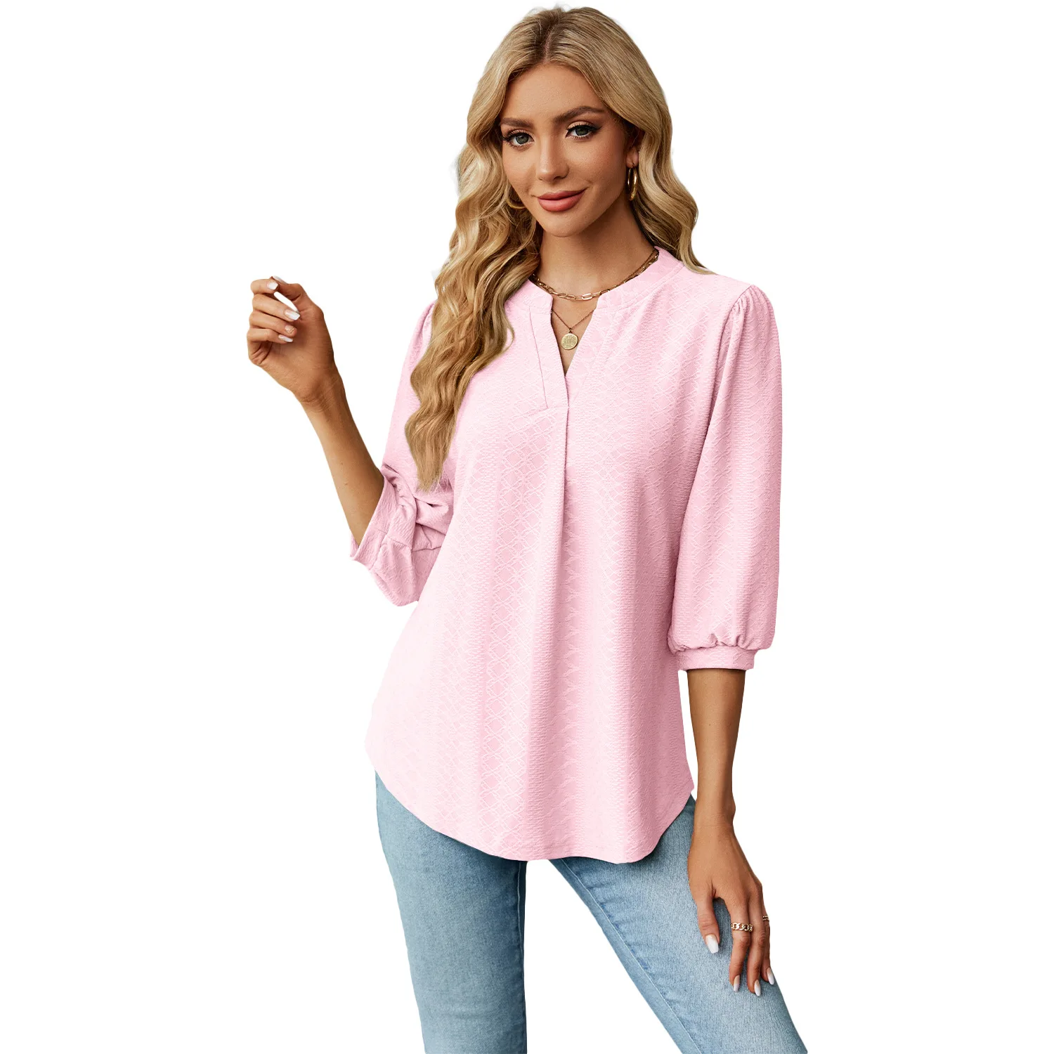 New High Quality Hot Selling Solid Color Lace Collar Jacquard Long Sleeve Loose T-Shirt Top Women'S Fashion Fall/Winter Clothes
New High Quality Hot Selling Solid Color Lace Collar Jacquard Long Sleeve Loose T-Shirt Top Women'S Fashion Fall/Winter Clothes