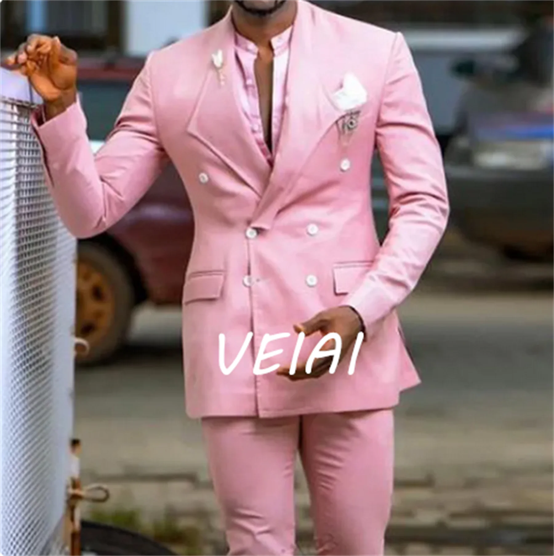 Pink Slim fit Prom Men Suits with Double Breased 2 Piece Custom Groom Tuxedo Peaked Lapel African Man Fashion Costume Black Pant
Pink Slim fit Prom Men Suits with Double Breased 2 Piece Custom Groom Tuxedo Peaked Lapel African Man Fashion Costume Black Pant