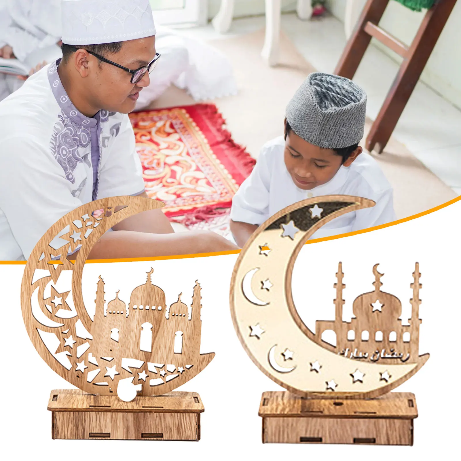Eid Al Fitr Wooden Desktop Ornaments LED Glowing Eid Mubarak Ramadan Decoration For Home Islam Muslim Gift DIY Festival Decor
Eid Al Fitr Wooden Desktop Ornaments LED Glowing Eid Mubarak Ramadan Decoration For Home Islam Muslim Gift DIY Festival Decor
