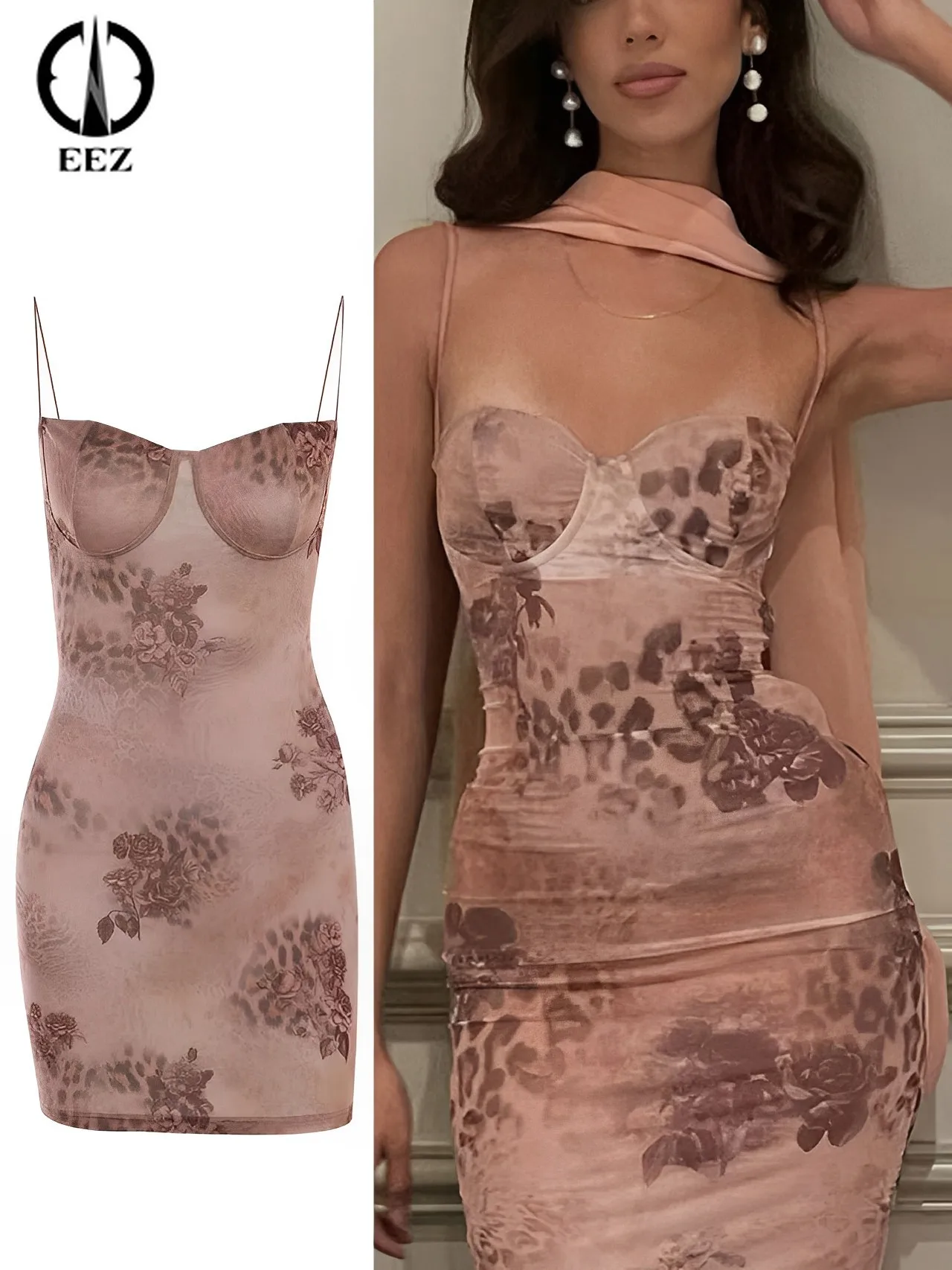 Floral Print Spaghetti Strap Mini Dresses Sling Mesh Slim Sexy Hip Dress Summer Casual Clubwear US-Euro Trends Dress for Women
Floral Print Spaghetti Strap Mini Dresses Sling Mesh Slim Sexy Hip Dress Summer Casual Clubwear US-Euro Trends Dress for Women