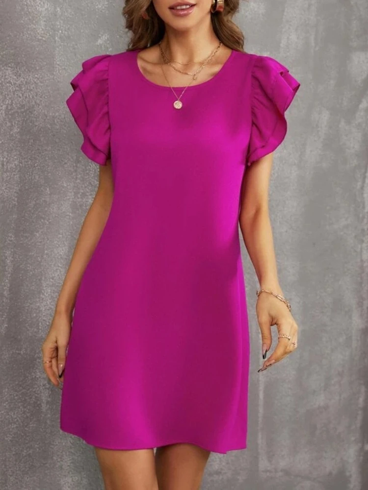 New Summer Solid Color Ladies Dress Short Sleeve Round Neck Casual Short Skirt Office Ladies Dresses Women Dress Red Dresses
New Summer Solid Color Ladies Dress Short Sleeve Round Neck Casual Short Skirt Office Ladies Dresses Women Dress Red Dresses