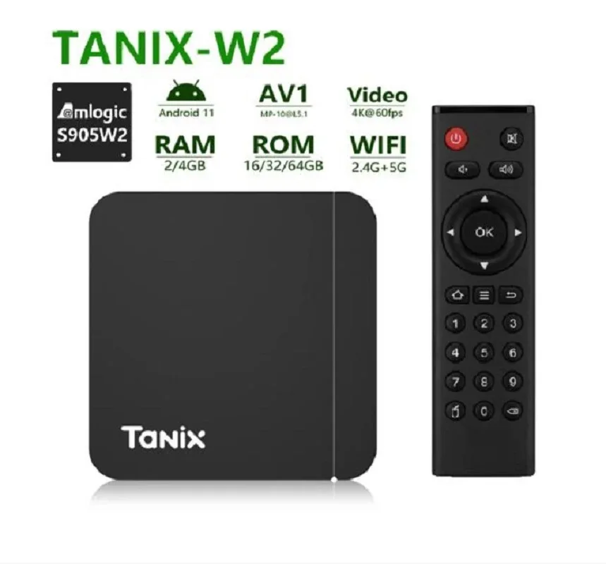 Tanix W2 Network TV Set-Top Box S905W2 Android 11 Projection Screen 2GB+16GB Dual-Band WIFI TV Box HD Network Box
Tanix W2 Network TV Set-Top Box S905W2 Android 11 Projection Screen 2GB+16GB Dual-Band WIFI TV Box HD Network Box