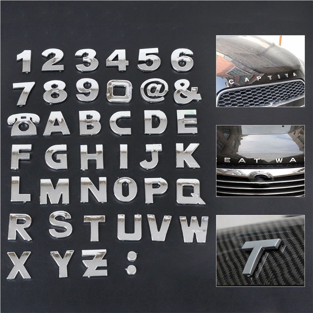 

40Pcs DIY 3D Chrome Car Emblem Stickers Alphabet Letter Number Symbol Badge Words Sticker Auto Styling Car Decal Car Accessories