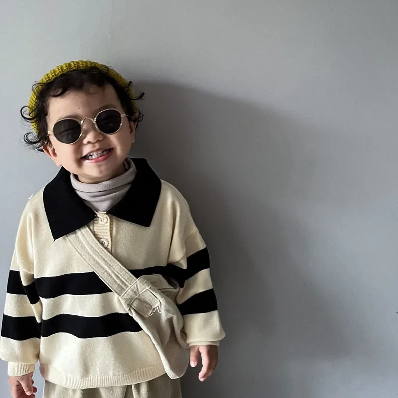 Spring Autumn Children's Sweaters Boys striped Lapel knitwear Girls casual loose knitted pullover
Spring Autumn Children's Sweaters Boys striped Lapel knitwear Girls casual loose knitted pullover