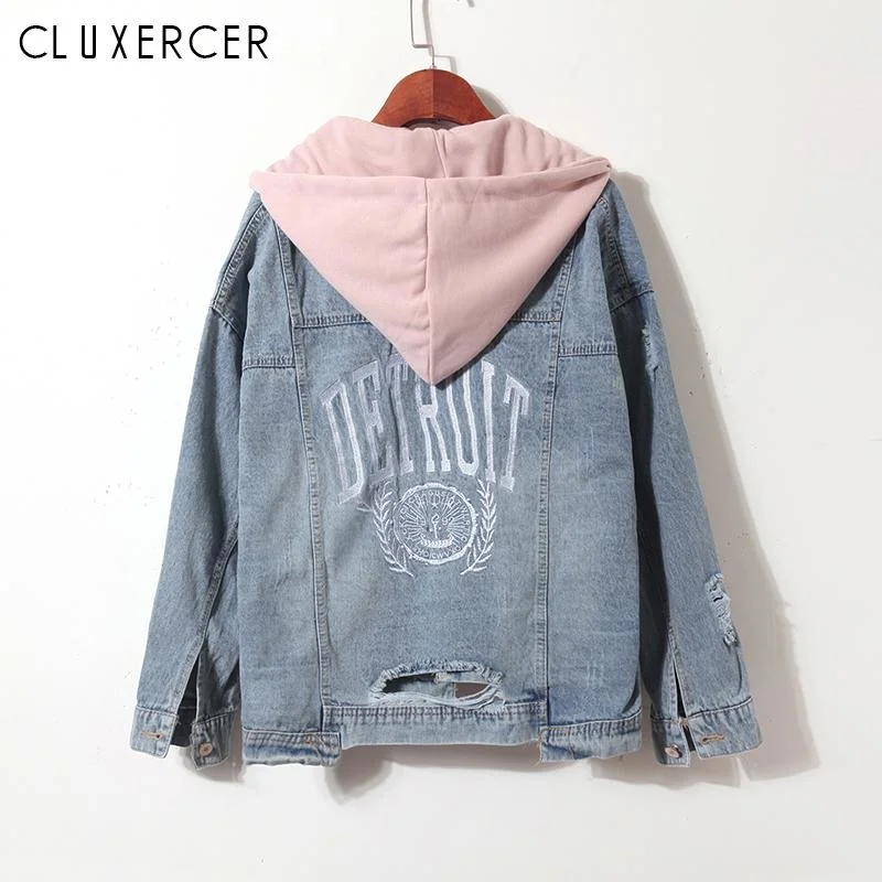 Women's Jackets Spring Autumn Women Denim Jacket Girls Casual Loose Ripped Hole Jeans Coat Korean Female Hooded Outerwear Bomber
Women's Jackets Spring Autumn Women Denim Jacket Girls Casual Loose Ripped Hole Jeans Coat Korean Female Hooded Outerwear Bomber