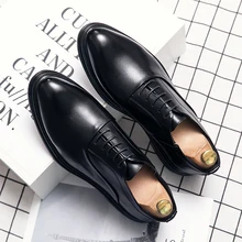 Business Formal Leather Shoes Men 2023 Autumn Men Shoes Low-top Solid Wedding Shoes Color Fashion Oxford Pointed Office Shoes