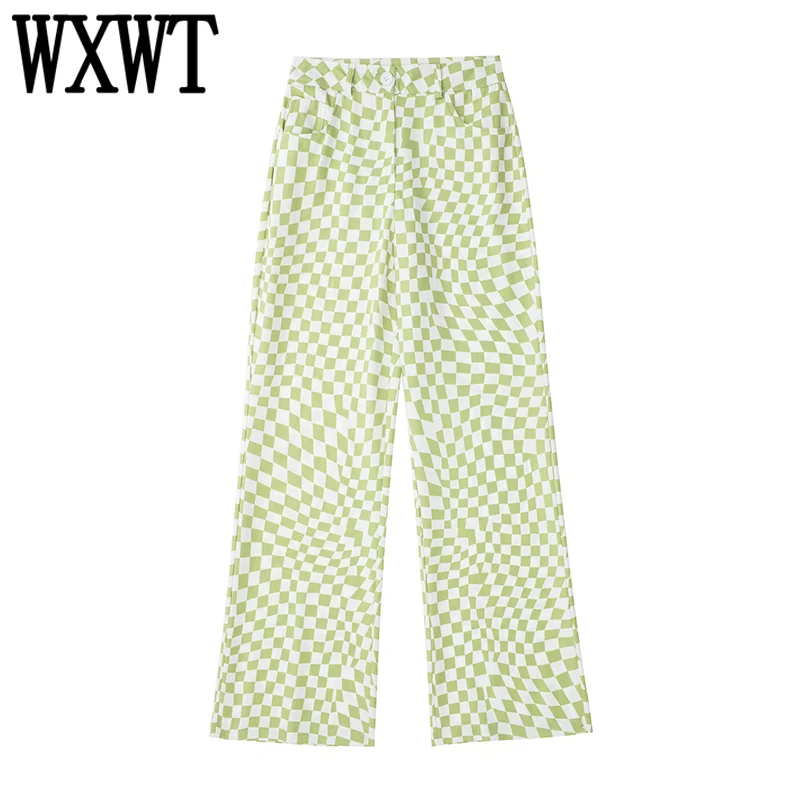 WXWT Women Fashion Plaid Print Wide Leg Pants Trousers Vintage Style Pockets Buttons Office Lady Pants Pantalon LY9851
WXWT Women Fashion Plaid Print Wide Leg Pants Trousers Vintage Style Pockets Buttons Office Lady Pants Pantalon LY9851