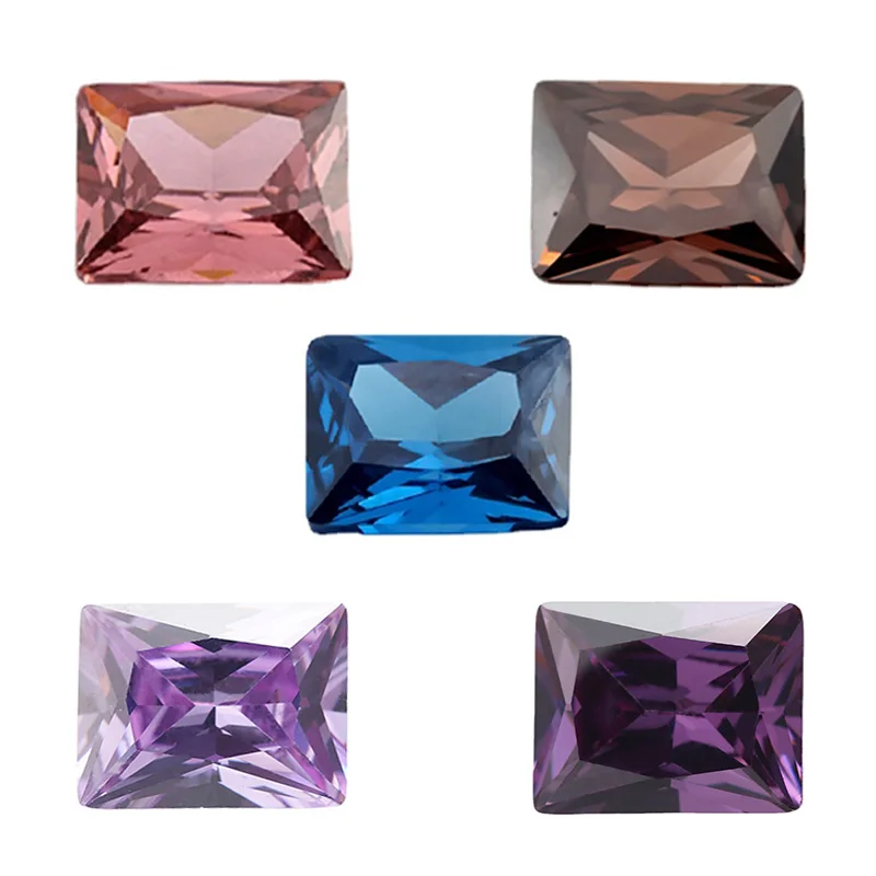 

Blue Coffee Rhodolite Lavender Amethyst Mix 5 Color Rectangle Cut Cubic Zirconia Stone Loose CZ Stones 5A Synthetic Gemstone