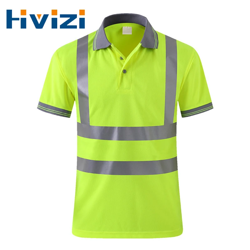 

Summer Hi Vis Shirt with Reflective Stripes Safety Shirt Workwear Polo T-shirt for Men Construction Shirts Security Clothing