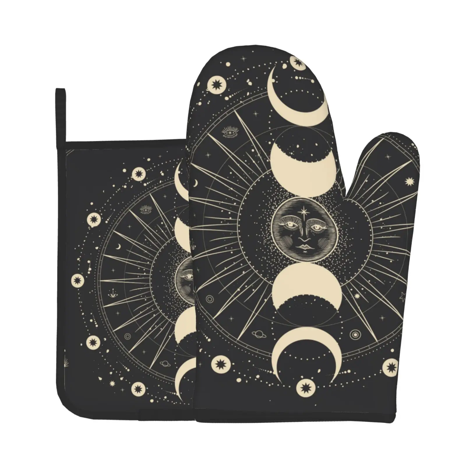 Moon Star Mystic Sun Astrology Tarot Goth Oven Mitts and Pot Holders Set Heat Resistant Oven Gloves Safe Cooking Baking Grilling
Moon Star Mystic Sun Astrology Tarot Goth Oven Mitts and Pot Holders Set Heat Resistant Oven Gloves Safe Cooking Baking Grilling