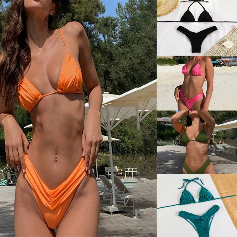 Sexy Micro Bikinis 2023 Women Halter Brazilian Bikini Set Female Pleated Swimsuit New Triangle Swimwear Beach Wear Bathing Suit
Sexy Micro Bikinis 2023 Women Halter Brazilian Bikini Set Female Pleated Swimsuit New Triangle Swimwear Beach Wear Bathing Suit