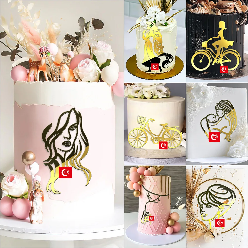

Новый велосипед с днем рождения, акриловые топперы для торта, золотистый гоночный Топпер для торта для девочек, для дня рождения, фотография