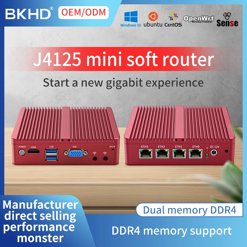 Fanless Mini PC Intel Celeron J4125 DDR4 AES-NI 4 Lan Red Firewall Router Mikrotik 2*USB HDMI VGA Industrial Computer for Gaming
Fanless Mini PC Intel Celeron J4125 DDR4 AES-NI 4 Lan Red Firewall Router Mikrotik 2*USB HDMI VGA Industrial Computer for Gaming