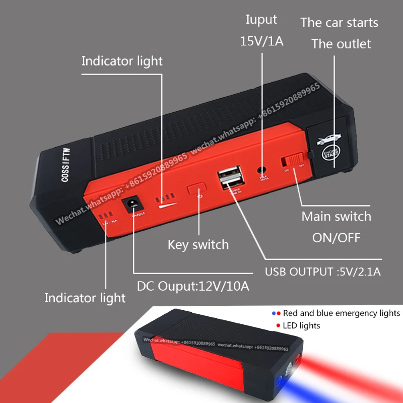 12V 20000mAh Compact Size Car Jump Starer 3000A Car Charger For Car Battery Booster Starting Device Power Bank
12V 20000mAh Compact Size Car Jump Starer 3000A Car Charger For Car Battery Booster Starting Device Power Bank