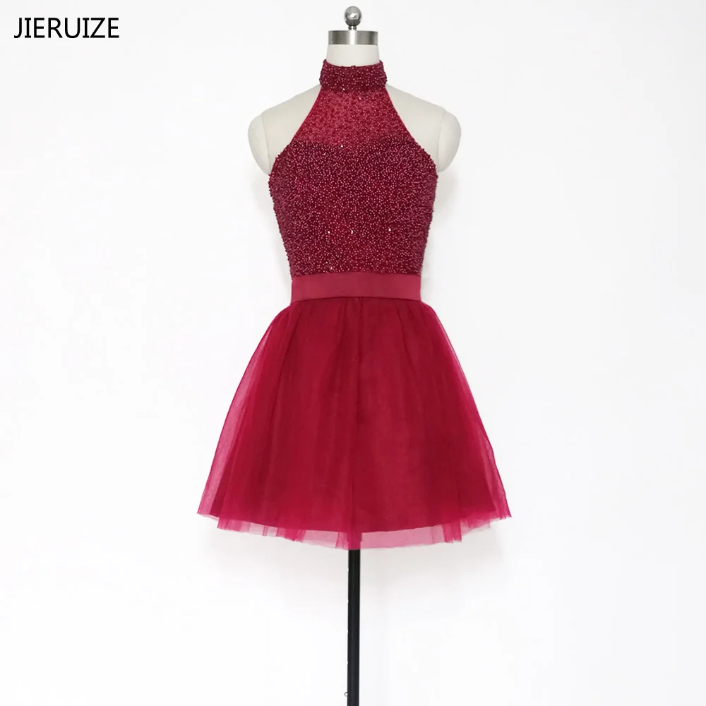 JIERUIZE Burgundy Full Pearls Short Prom Dresses A-Line Halter Homecoming Party Dresses
JIERUIZE Burgundy Full Pearls Short Prom Dresses A-Line Halter Homecoming Party Dresses