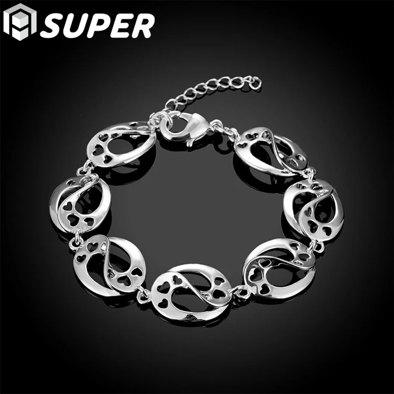 925 Sterling Silver Love Heart Chain Bracelet For Women Fashion Wedding Engagement Party Charm Jewelry 
925 Sterling Silver Love Heart Chain Bracelet For Women Fashion Wedding Engagement Party Charm Jewelry