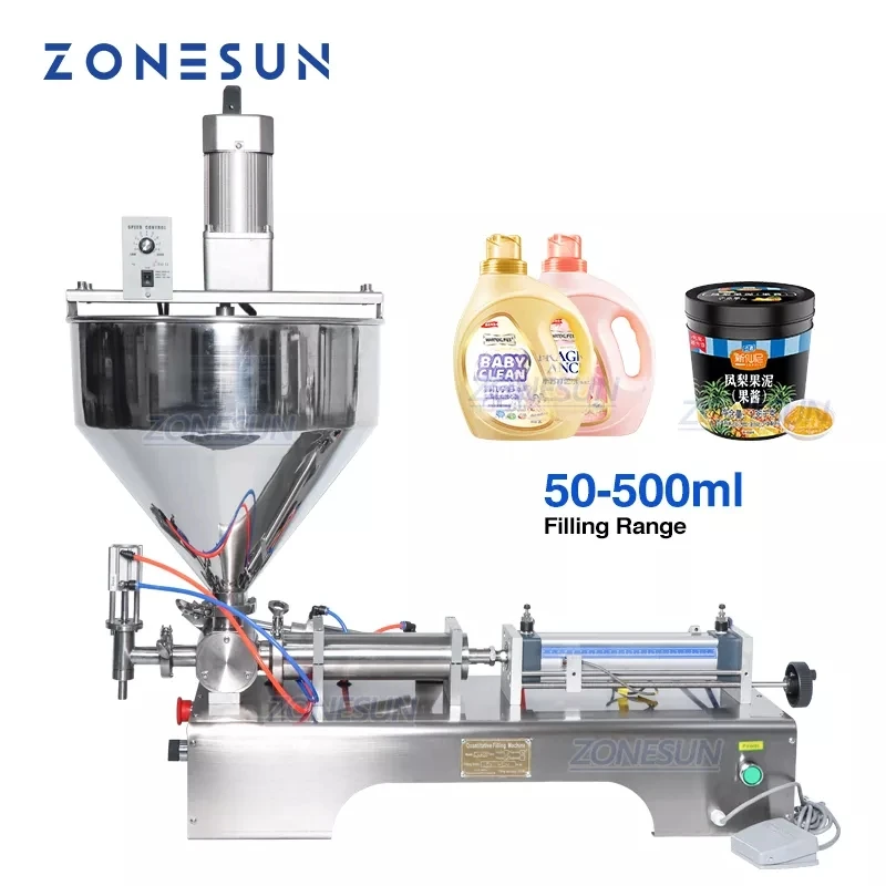

ZONESUN Paste Filling Machine Mixing Filler Viscous Liquid Arequipe Equipment Cream Bottle Filling Machine Packaging Machines