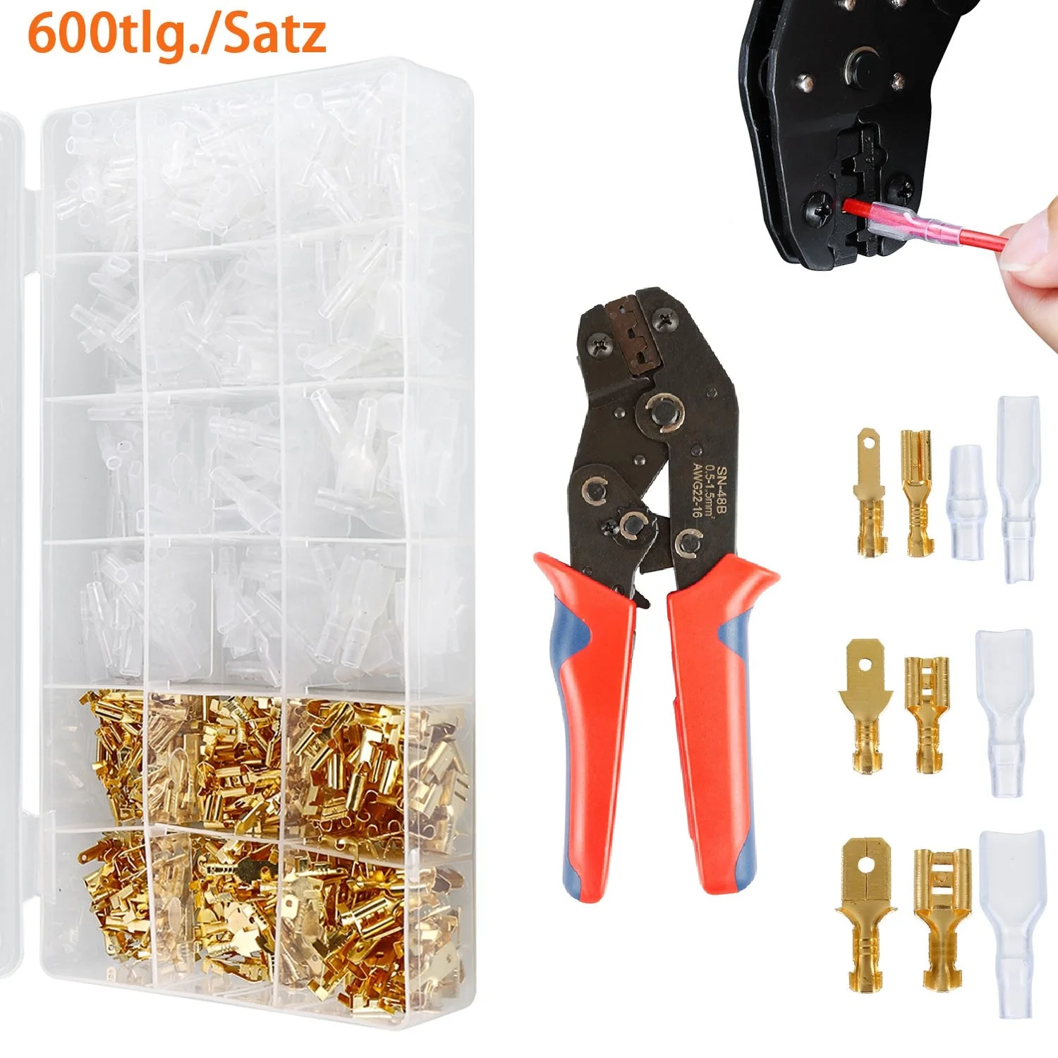 600pcs Copper Terminals Set W/ SN48B Alloy Steel Crimping Pliers Insulation Clamp Female Male Spring Electrical Equipment
600pcs Copper Terminals Set W/ SN48B Alloy Steel Crimping Pliers Insulation Clamp Female Male Spring Electrical Equipment
