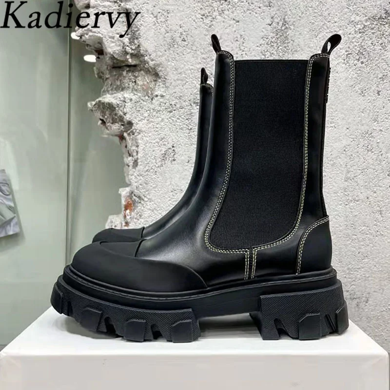 Thick Sole Motorcycle Boots Women Genuine Leather Mid Calf Boots Casual Shoes Women Flat Platform Chelsea Boots Woman Booties
Thick Sole Motorcycle Boots Women Genuine Leather Mid Calf Boots Casual Shoes Women Flat Platform Chelsea Boots Woman Booties