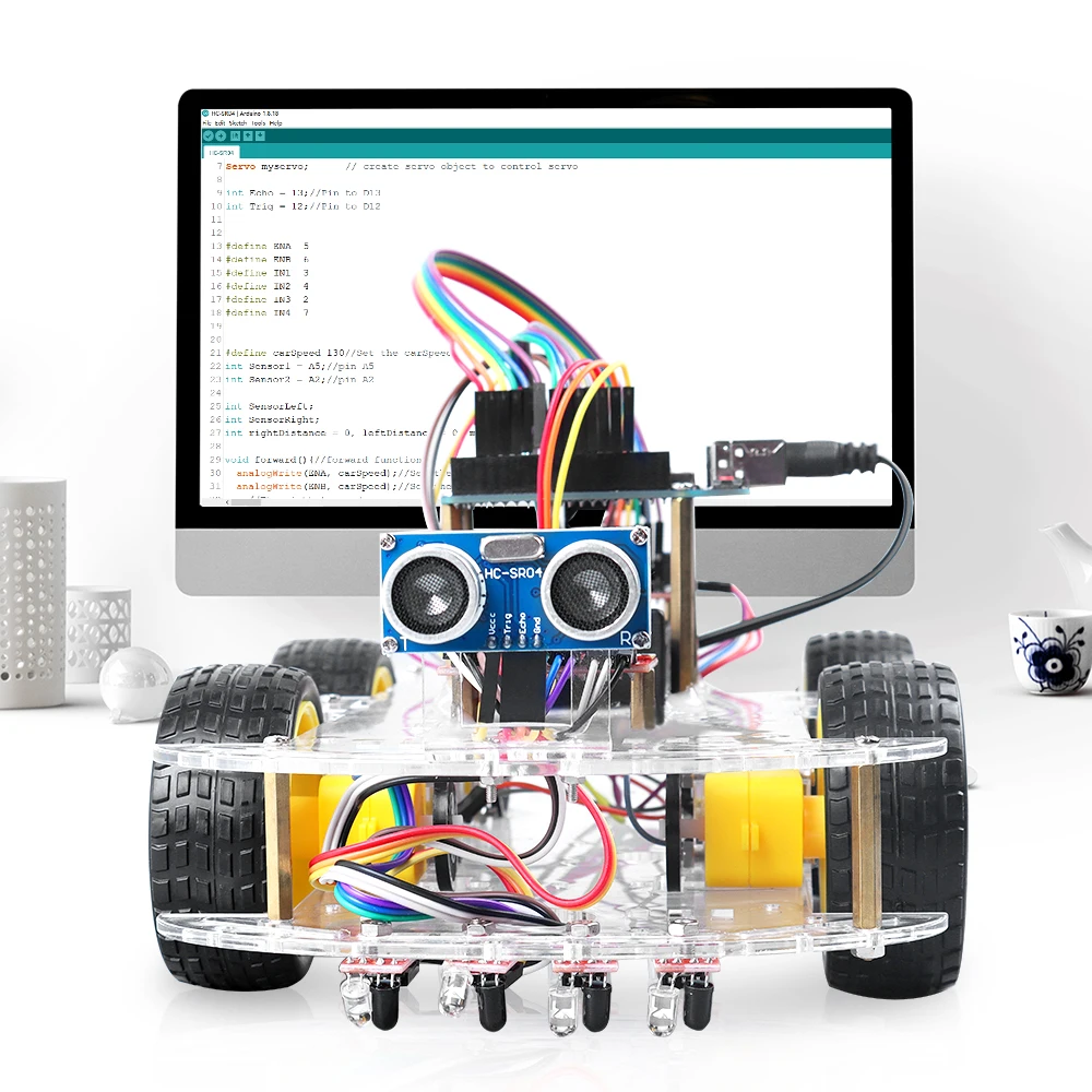 2022 Smart Robot Car Kit For Arduino Uno R3 Project with 4 Motors Programmable Line-following and Obstacle-avoiding Robot
2022 Smart Robot Car Kit For Arduino Uno R3 Project with 4 Motors Programmable Line-following and Obstacle-avoiding Robot