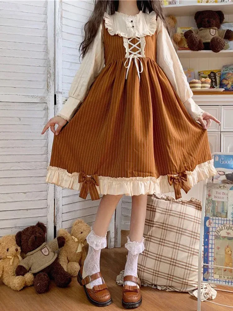 CON Ladies stitching Lolita round neck long sleeve dress bow cute sweet small fresh shirt dress
CON Ladies stitching Lolita round neck long sleeve dress bow cute sweet small fresh shirt dress