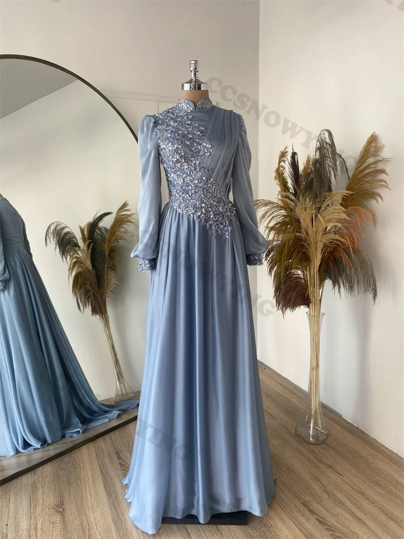 Chiffon Appliques Beaded Muslim Evening Dresses Long Sleeve Islamic Formal Party Gowns High Neck Women Arabic Robes De Soirée
Chiffon Appliques Beaded Muslim Evening Dresses Long Sleeve Islamic Formal Party Gowns High Neck Women Arabic Robes De Soirée