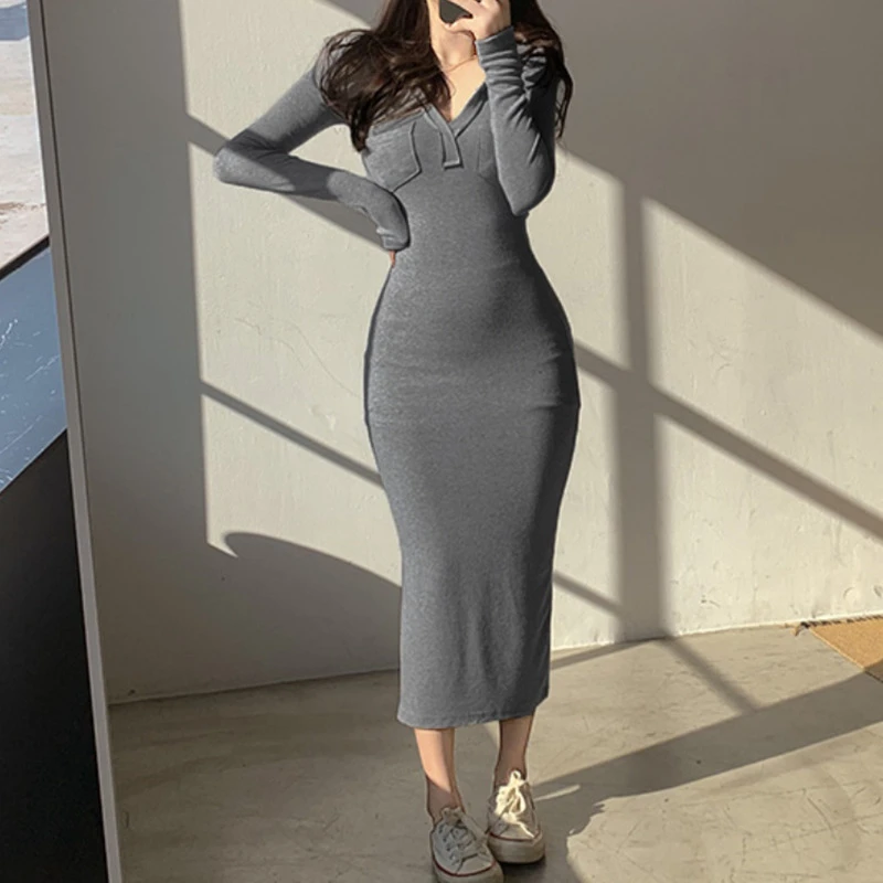 Spring Fashion Slim Sexy Club Party Solid Color V-neck Long Sleeve Skinny Dresses for Women Vintage Girl Midi Hooded Dress
Spring Fashion Slim Sexy Club Party Solid Color V-neck Long Sleeve Skinny Dresses for Women Vintage Girl Midi Hooded Dress