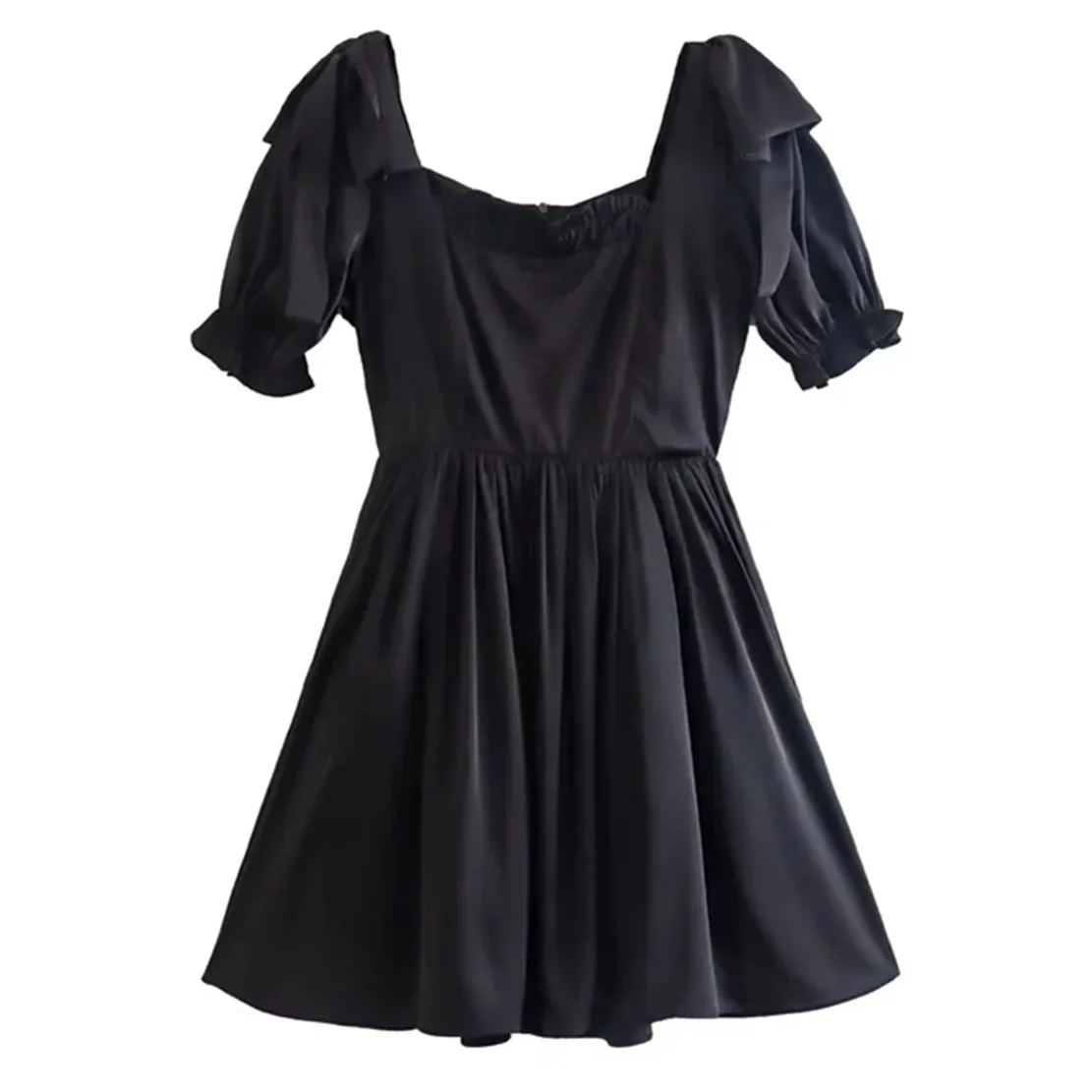Jenny&Dave England Style Square Collar Satin Black Dress Wpmen Fashion Puff Sleeve Summer Pleated Party Mini Dress Women
Jenny&Dave England Style Square Collar Satin Black Dress Wpmen Fashion Puff Sleeve Summer Pleated Party Mini Dress Women