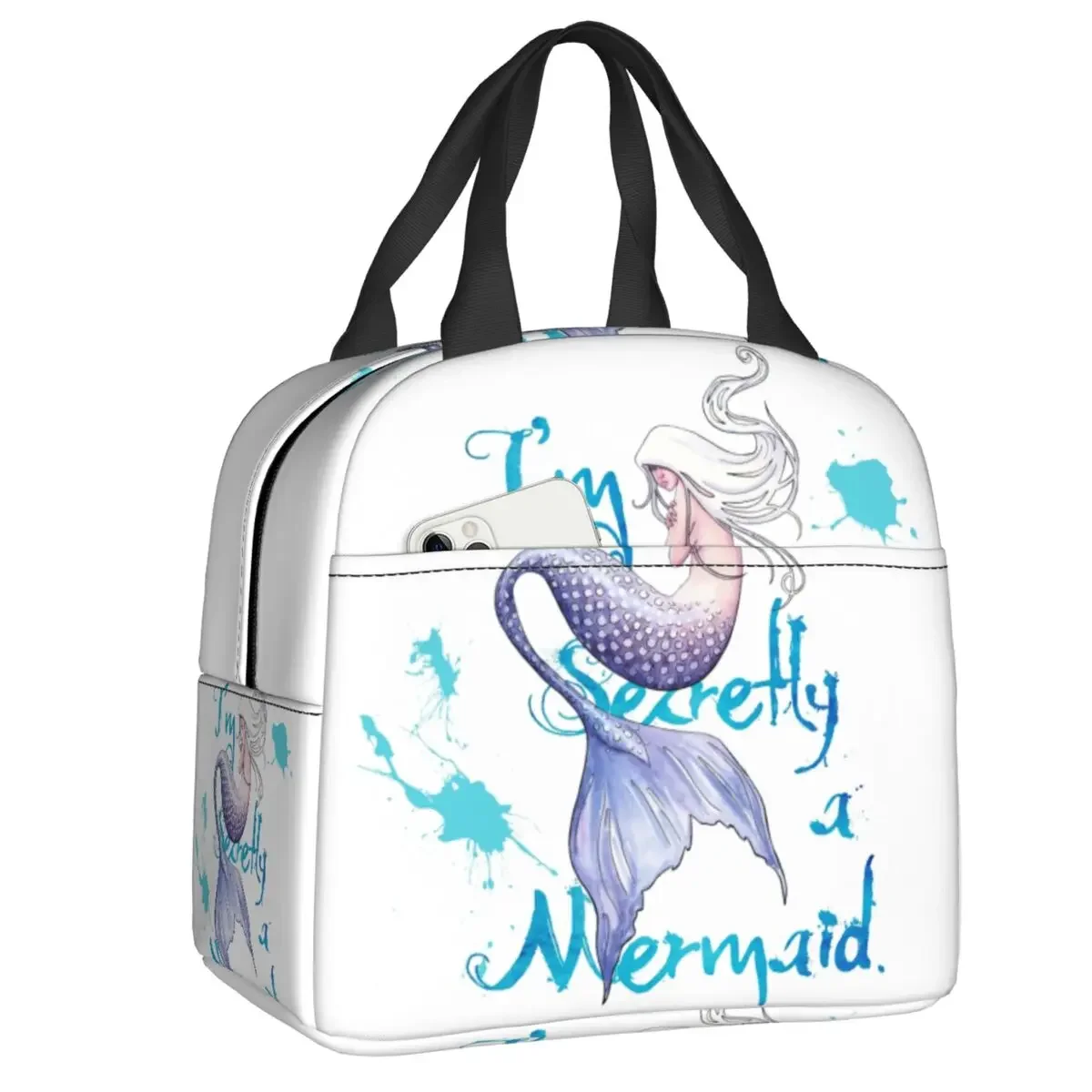 

I'm Secretly A Mermaid Tail Scales Insulated Lunch Bags for Camping Travel Fishscales Portable Cooler Thermal Bento Box Women