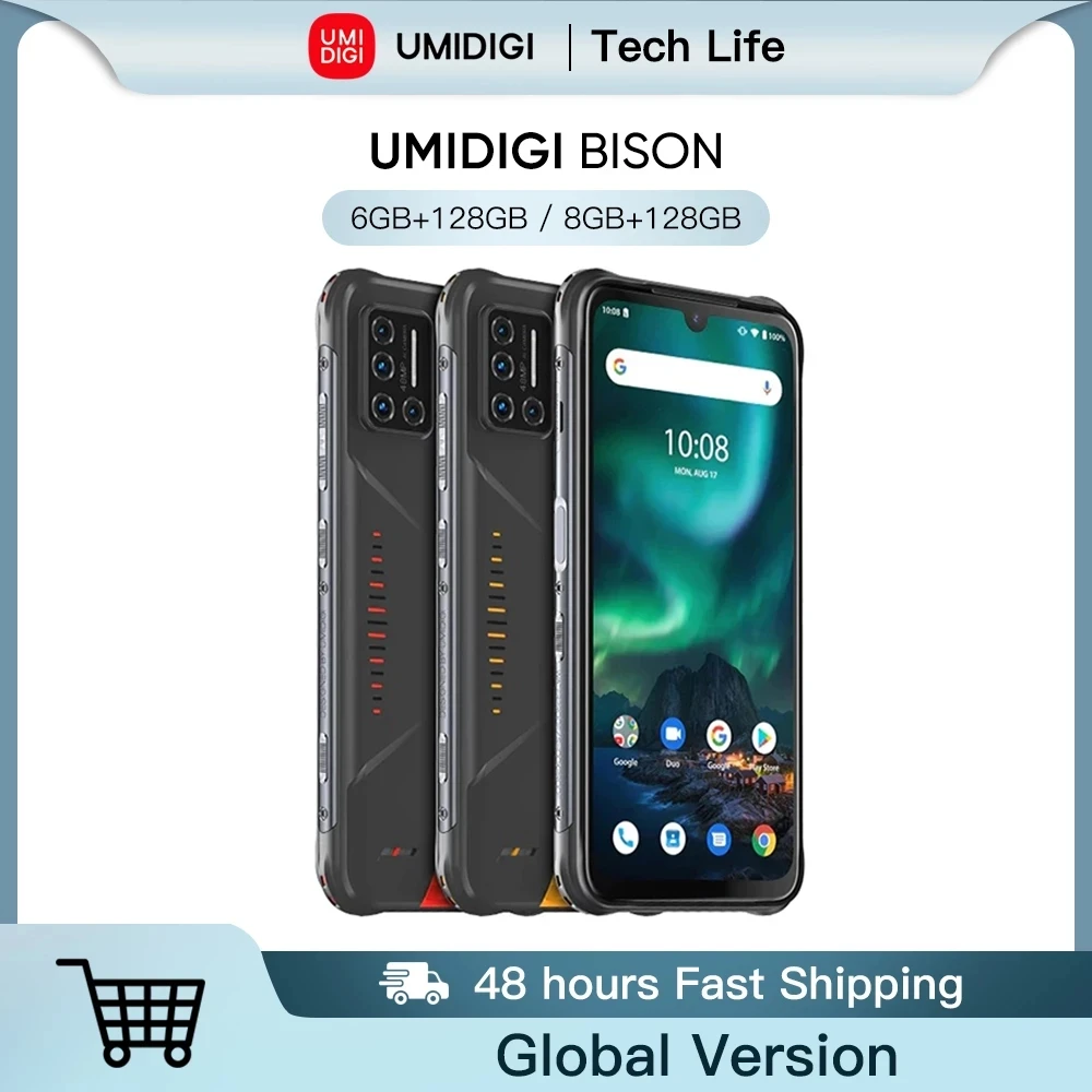 Смартфон UMIDIGI BISON IP68/IP69K 6 ГБ/8 ГБ + 128 дюйма FHD дисплей 3 NFC Android 10 | Мобильные телефоны и