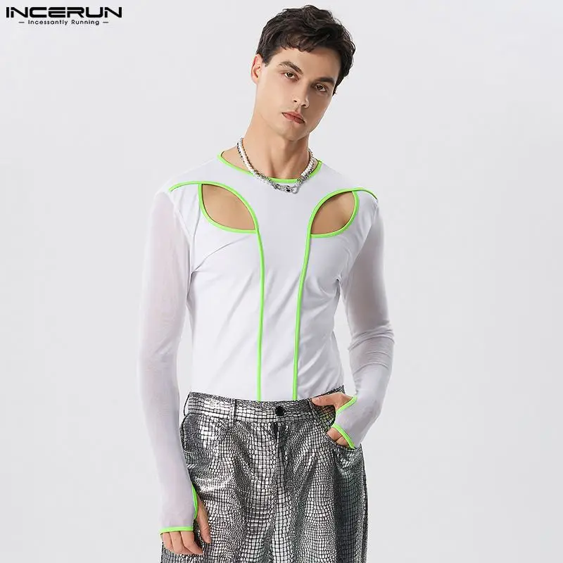 2023 Men Bodysuits Mesh Patchwork Hollow Out O-neck Long Sleeve Rompers T Shirt Streetwear Transparent Bodysuit INCERUN S-5XL
2023 Men Bodysuits Mesh Patchwork Hollow Out O-neck Long Sleeve Rompers T Shirt Streetwear Transparent Bodysuit INCERUN S-5XL