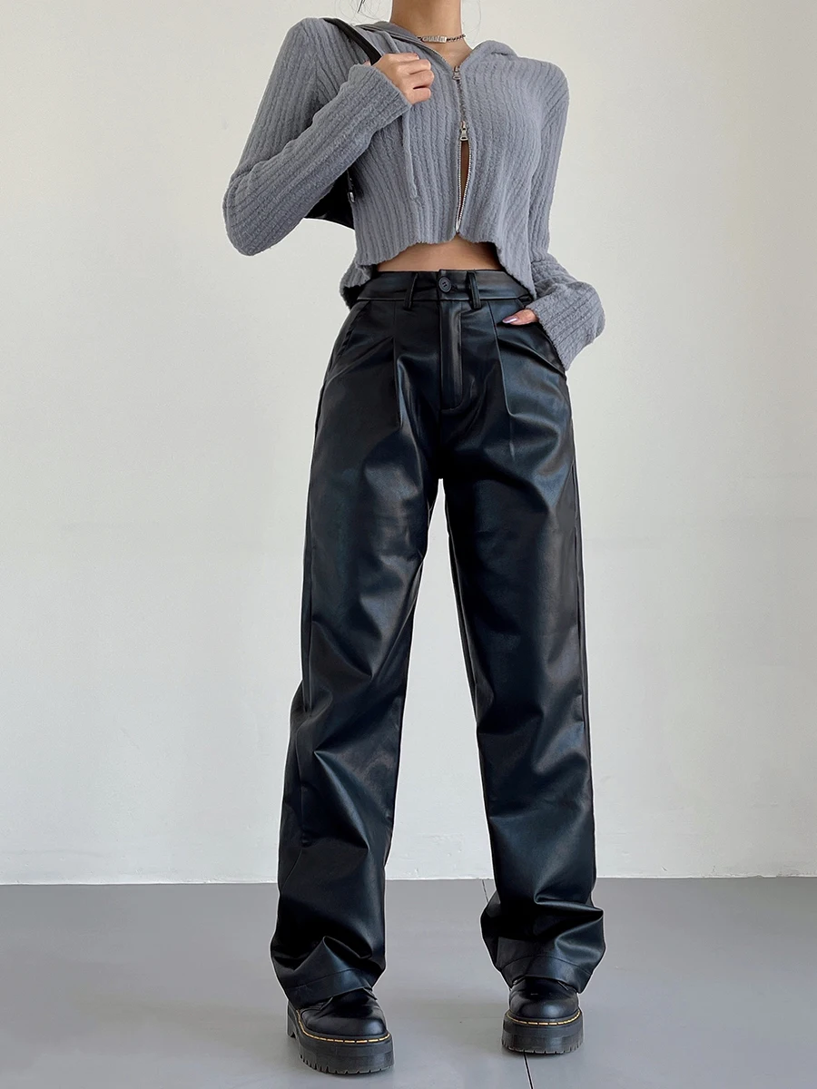 ZHISILAO New Black PU Leather Pants Women Vintage Boyfriend Casual High Waist Full Length Trousers Mujer Streetwear 2023
ZHISILAO New Black PU Leather Pants Women Vintage Boyfriend Casual High Waist Full Length Trousers Mujer Streetwear 2023