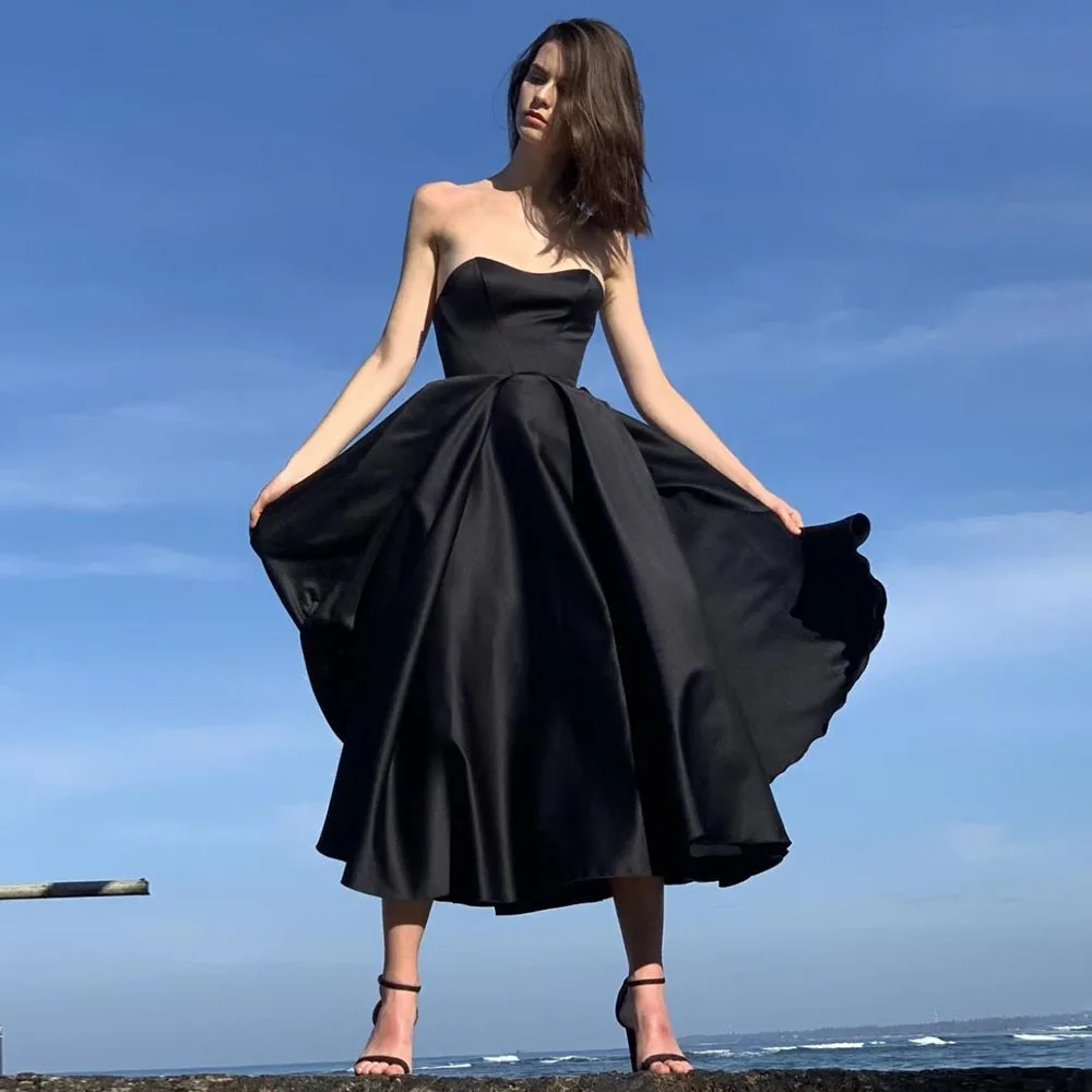 Black Satin Evening Dress for Women 2022 Midi A Line Sweetheart Simple Evening Gown Short Sleeveless Tea Length Party Dresses
Black Satin Evening Dress for Women 2022 Midi A Line Sweetheart Simple Evening Gown Short Sleeveless Tea Length Party Dresses